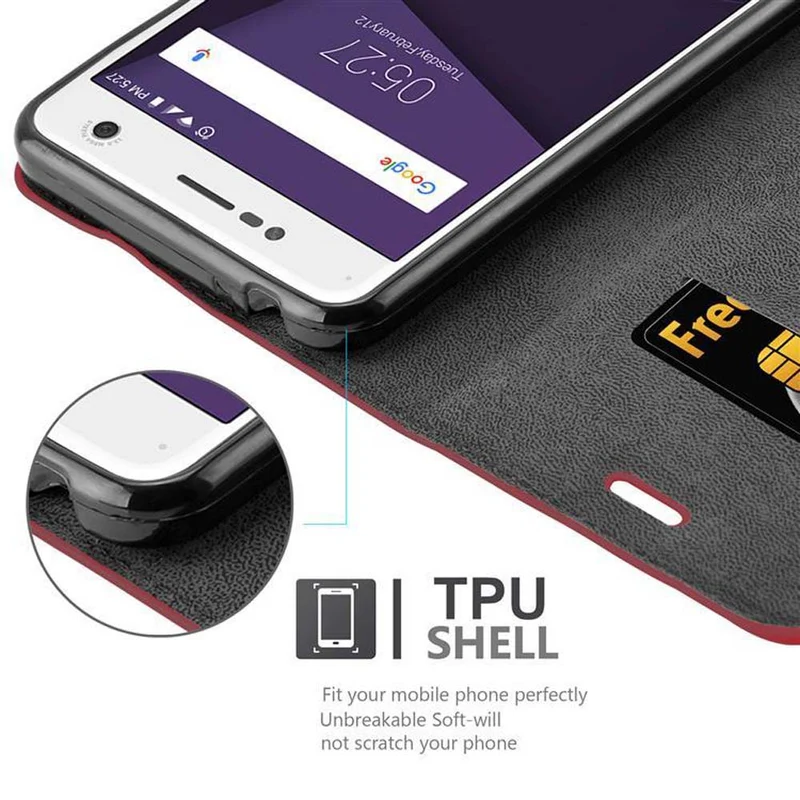 Cadorabo Hülle kompatibel mit ZTE Blade V8 Schutzhülle mit Magnetverschluss, Standfunktion und Kartenfach
