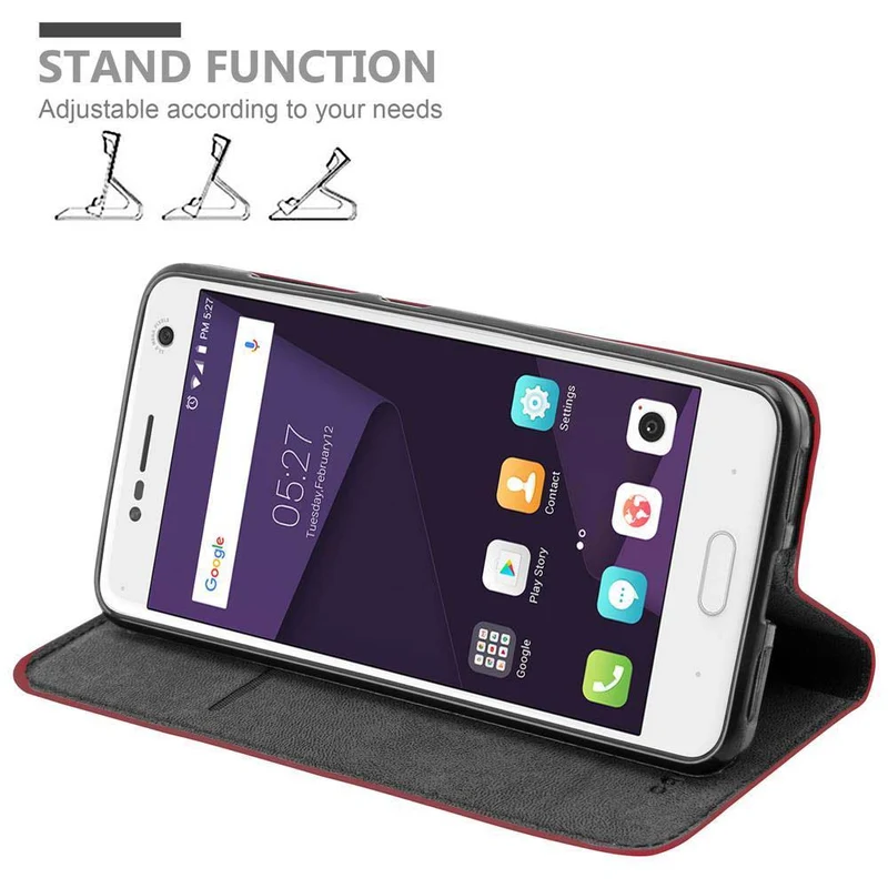 Cadorabo Hülle kompatibel mit ZTE Blade V8 Schutzhülle mit Magnetverschluss, Standfunktion und Kartenfach