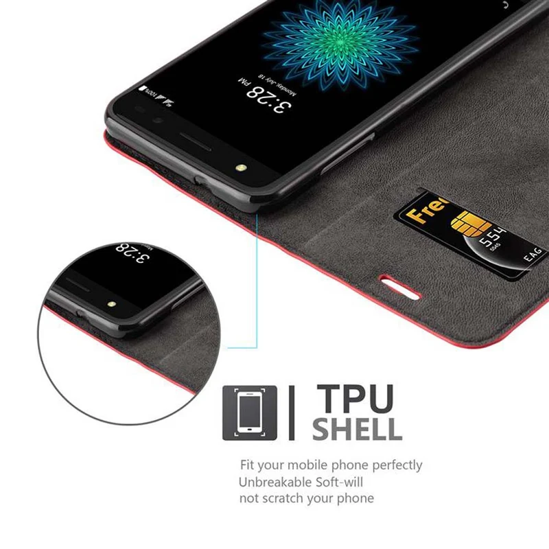 Cadorabo Hülle kompatibel mit ZTE Blade V7 LITE Schutzhülle mit Magnetverschluss, Standfunktion und Kartenfach