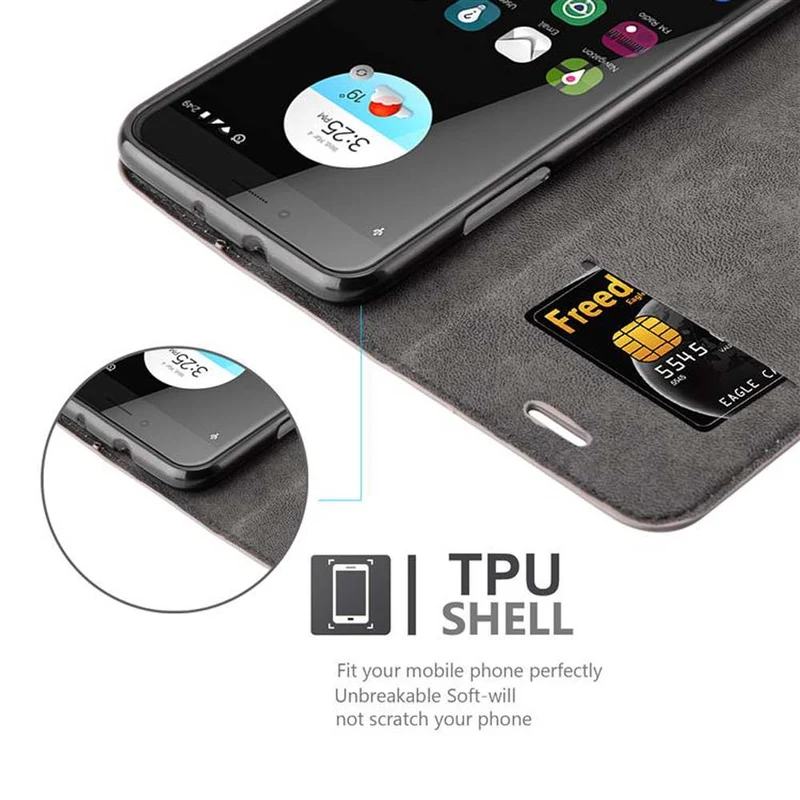 Cadorabo Hülle kompatibel mit ZTE Blade V7 Schutzhülle mit Magnetverschluss, Standfunktion und Kartenfach