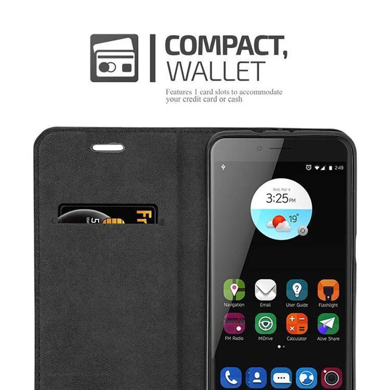 Cadorabo Hülle kompatibel mit ZTE Blade V7 Schutzhülle mit Magnetverschluss, Standfunktion und Kartenfach