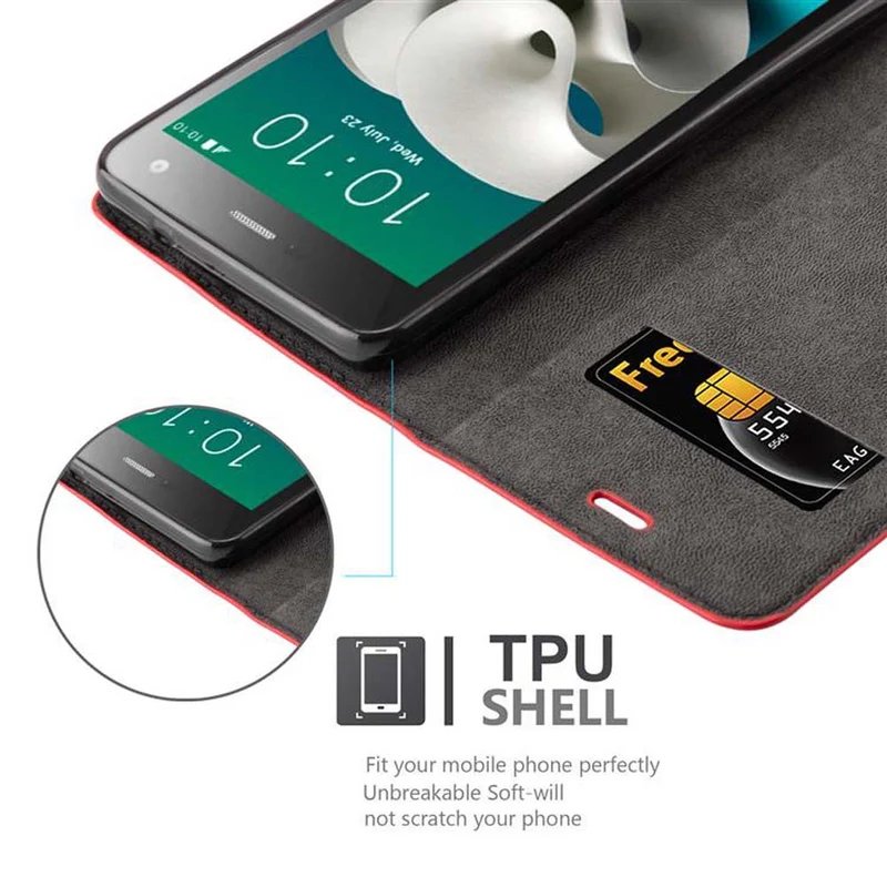 Cadorabo Hülle kompatibel mit ZTE Blade L3 Schutzhülle mit Magnetverschluss, Standfunktion und Kartenfach