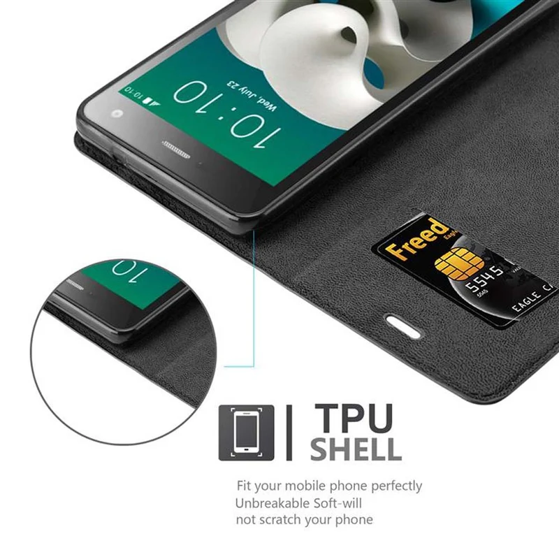 Cadorabo Hülle kompatibel mit ZTE Blade L3 Schutzhülle mit Magnetverschluss, Standfunktion und Kartenfach