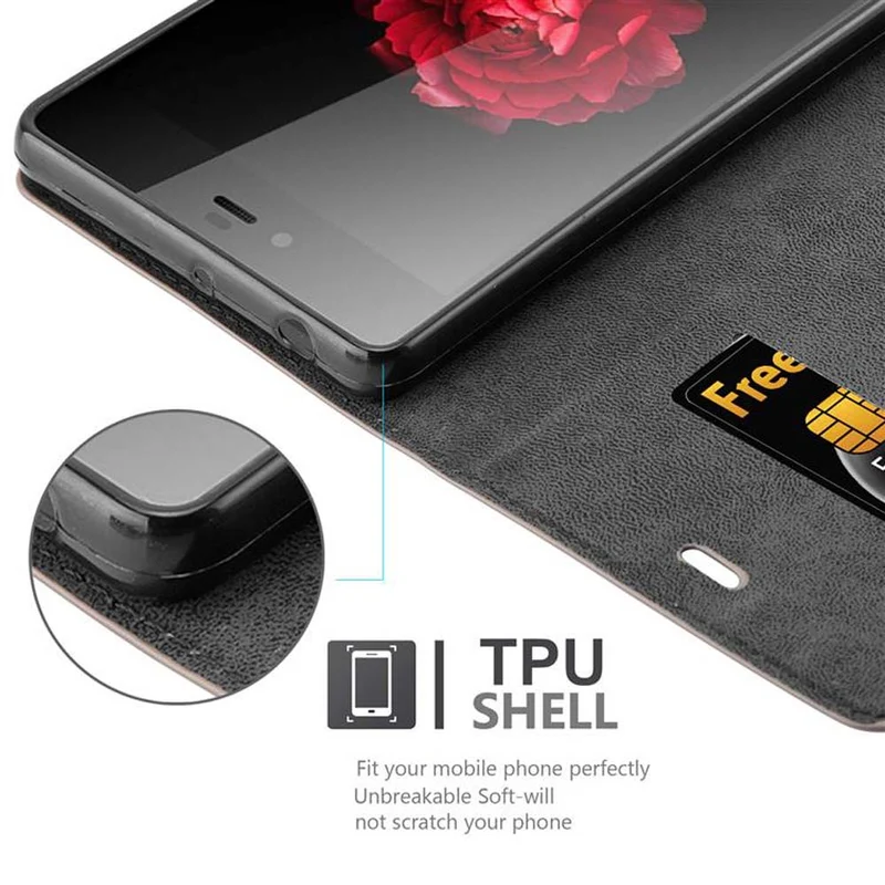 Cadorabo Hülle kompatibel mit ZTE Nubia Z9 MAX Schutzhülle mit Magnetverschluss, Standfunktion und Kartenfach