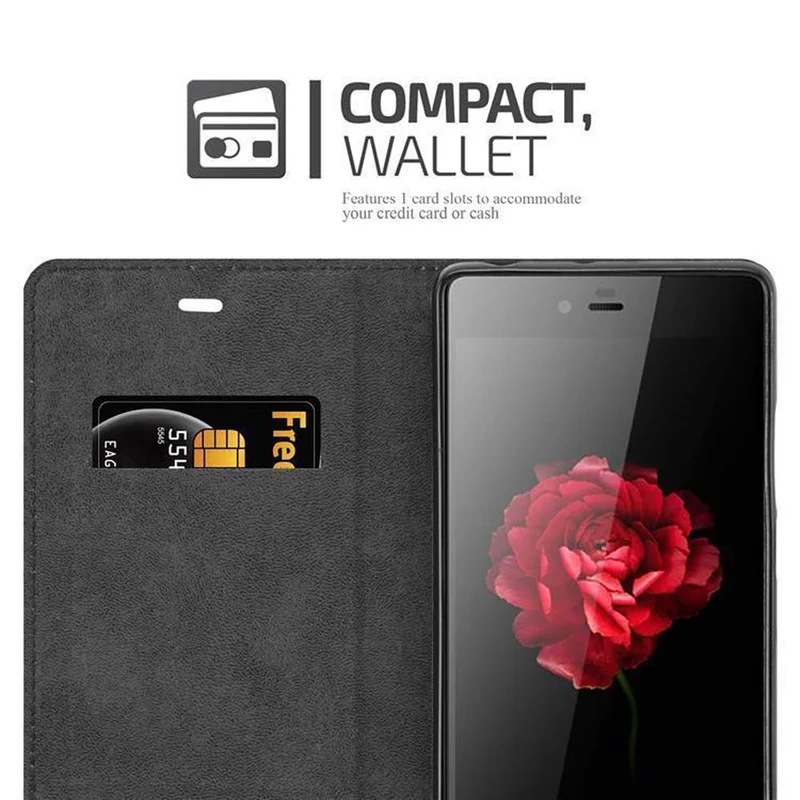 Cadorabo Hülle kompatibel mit ZTE Nubia Z9 MAX Schutzhülle mit Magnetverschluss, Standfunktion und Kartenfach