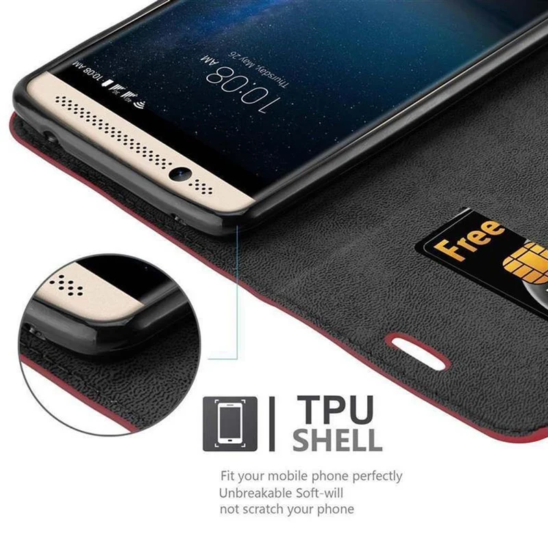 Cadorabo Hülle kompatibel mit ZTE Axon 7 MINI Schutzhülle mit Magnetverschluss, Standfunktion und Kartenfach
