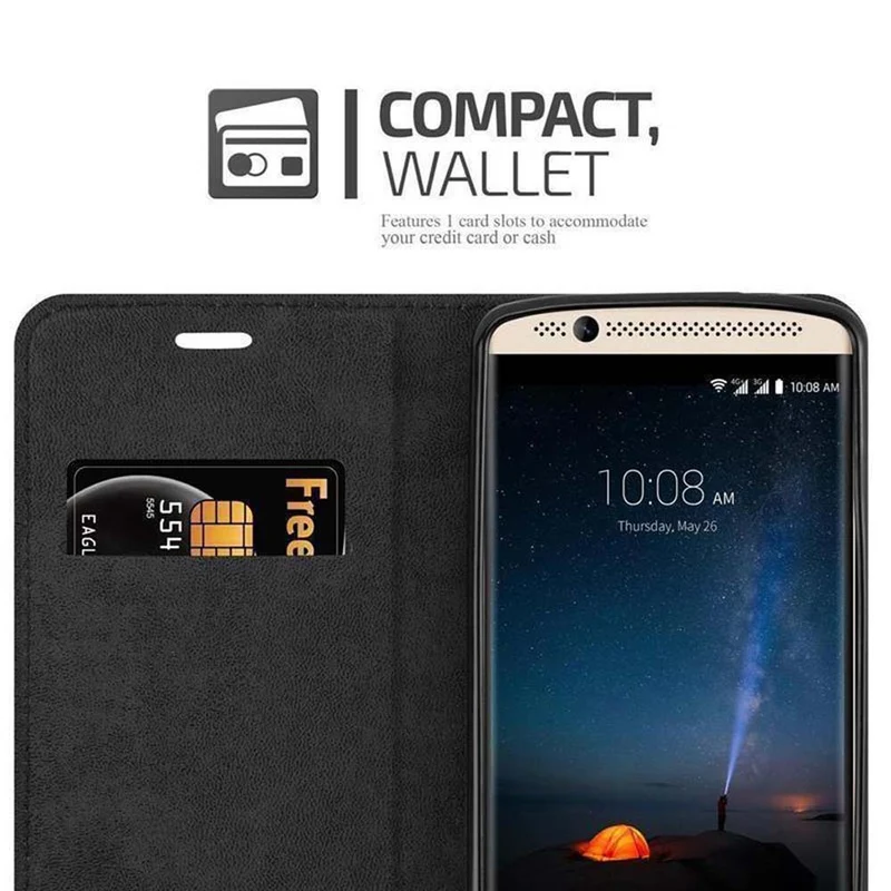 Cadorabo Hülle kompatibel mit ZTE Axon 7 MINI Schutzhülle mit Magnetverschluss, Standfunktion und Kartenfach