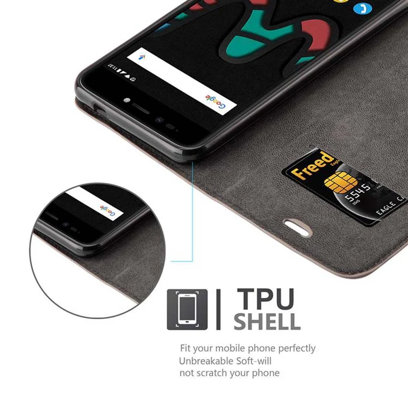 Cadorabo Hülle kompatibel mit WIKO UPULSE LITE Schutzhülle mit Magnetverschluss, Standfunktion und Kartenfach