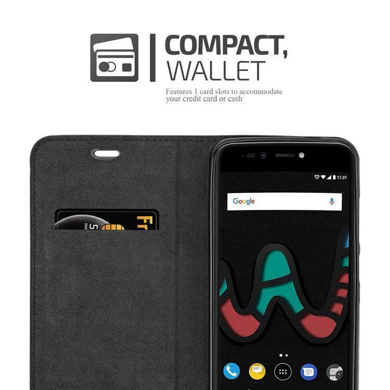 Cadorabo Hülle kompatibel mit WIKO UPULSE LITE Schutzhülle mit Magnetverschluss, Standfunktion und Kartenfach