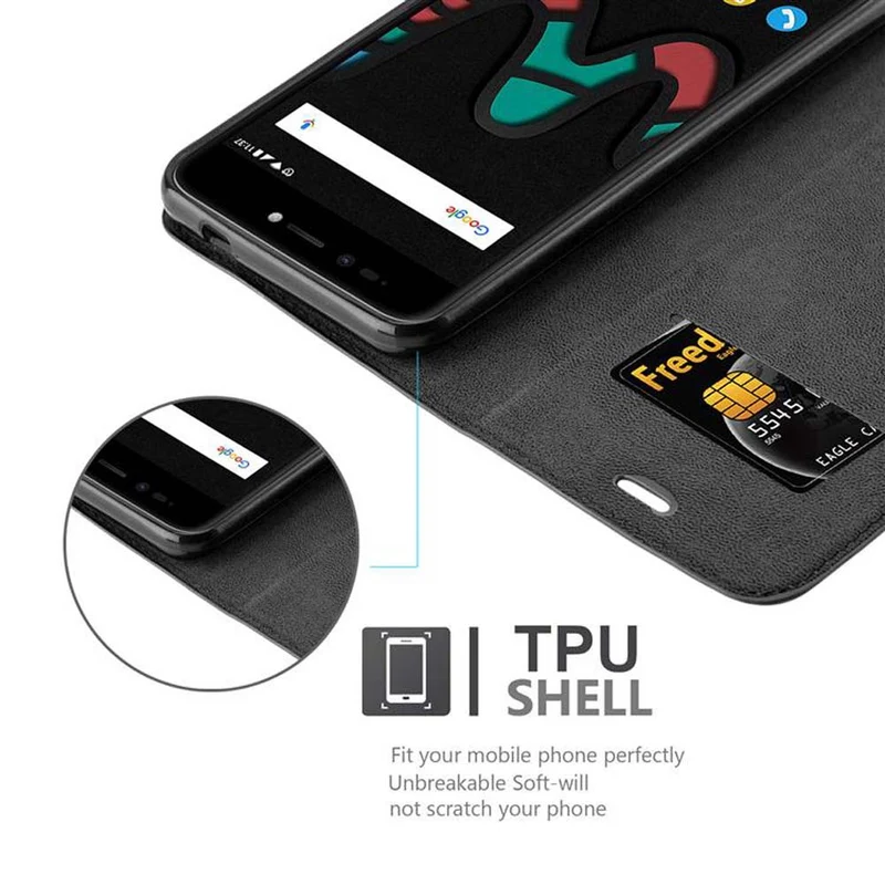 Cadorabo Hülle kompatibel mit WIKO UPULSE LITE Schutzhülle mit Magnetverschluss, Standfunktion und Kartenfach