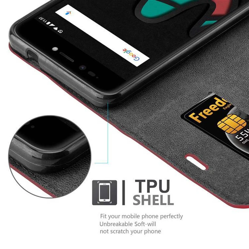 Cadorabo Hülle kompatibel mit WIKO UPULSE Schutzhülle mit Magnetverschluss, Standfunktion und Kartenfach
