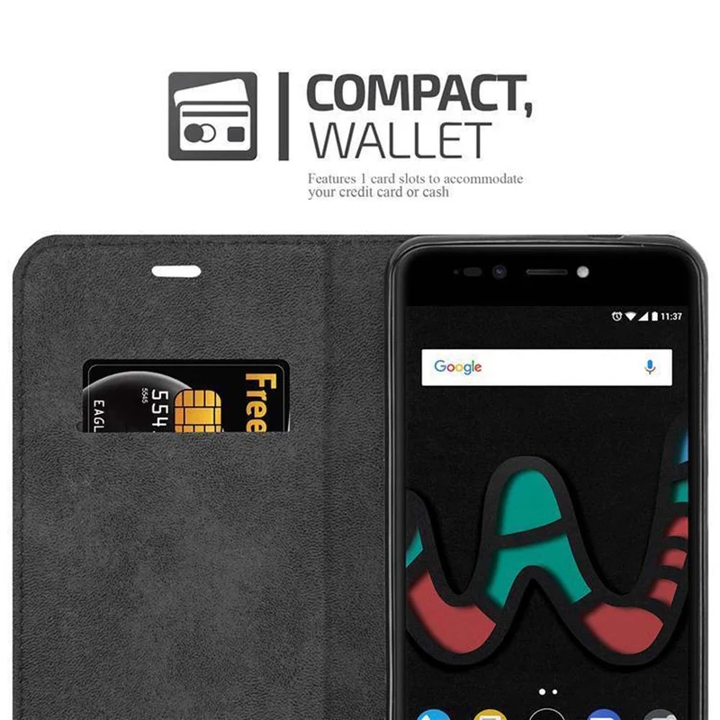 Cadorabo Hülle kompatibel mit WIKO UPULSE Schutzhülle mit Magnetverschluss, Standfunktion und Kartenfach