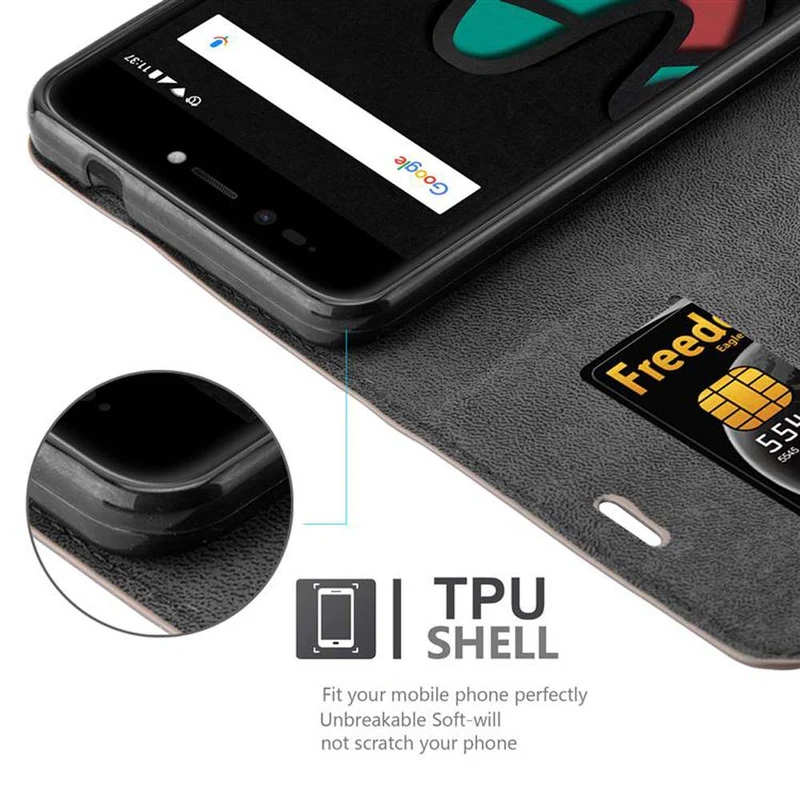 Cadorabo Hülle kompatibel mit WIKO UPULSE Schutzhülle mit Magnetverschluss, Standfunktion und Kartenfach