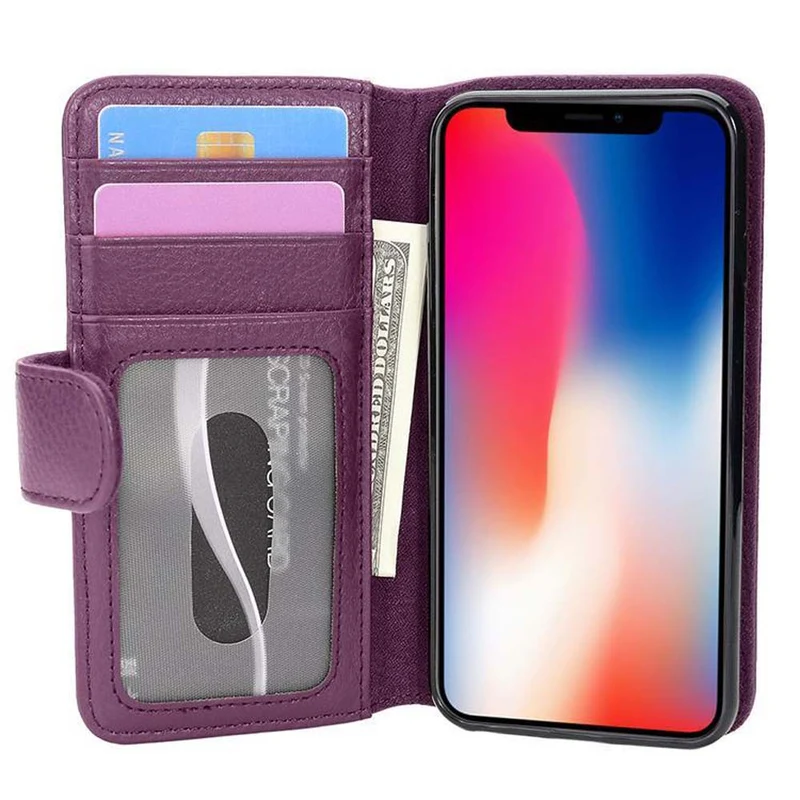 Cadorabo Hülle kompatibel mit Apple iPhone X / XS Schutzhülle mit Magnetverschluss und 3 Kartenfächern