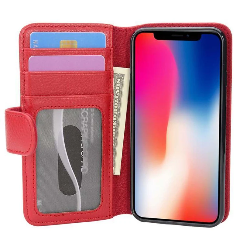 Cadorabo Hülle kompatibel mit Apple iPhone X / XS Schutzhülle mit Magnetverschluss und 3 Kartenfächern