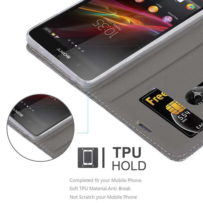 Cadorabo Hülle kompatibel mit Sony Xperia Z Schutzhülle mit Magnetverschluss, Standfunktion und Kartenfach