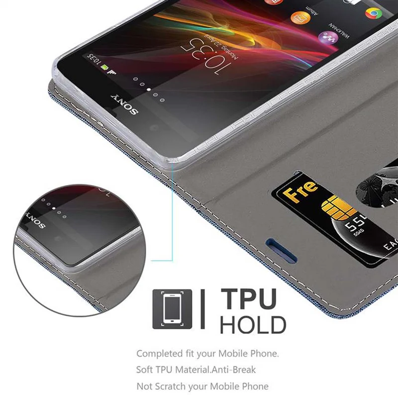 Cadorabo Hülle kompatibel mit Sony Xperia Z Schutzhülle mit Magnetverschluss, Standfunktion und Kartenfach