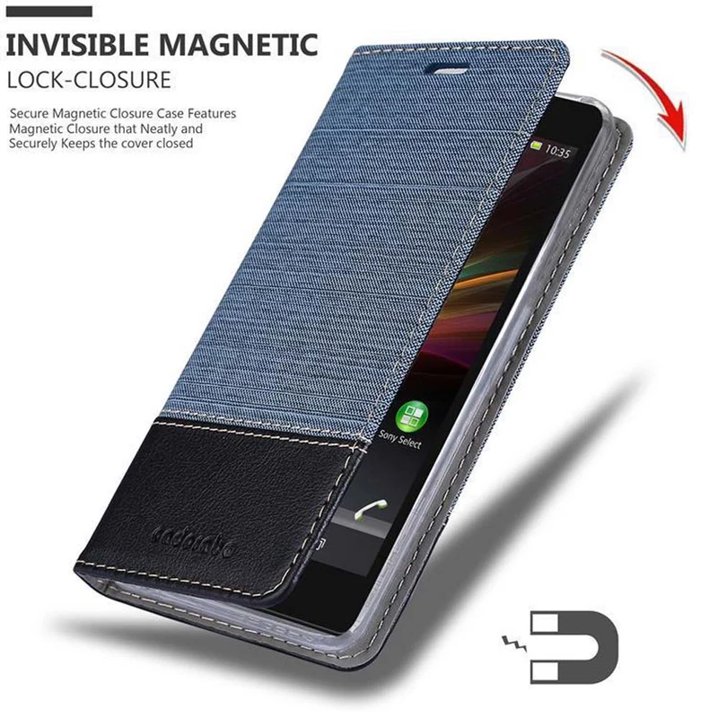 Cadorabo Hülle kompatibel mit Sony Xperia Z Schutzhülle mit Magnetverschluss, Standfunktion und Kartenfach