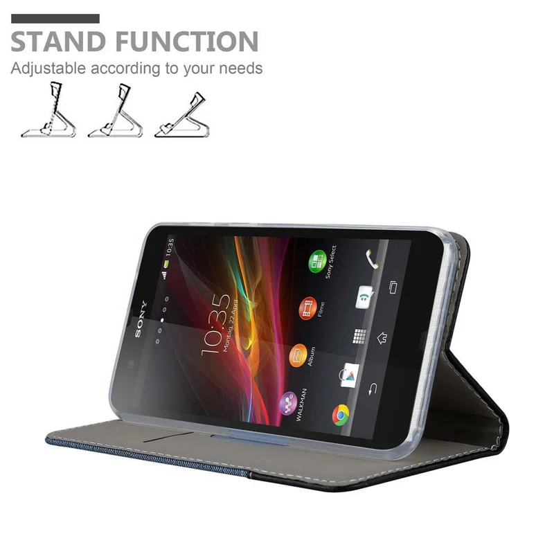 Cadorabo Hülle kompatibel mit Sony Xperia Z Schutzhülle mit Magnetverschluss, Standfunktion und Kartenfach