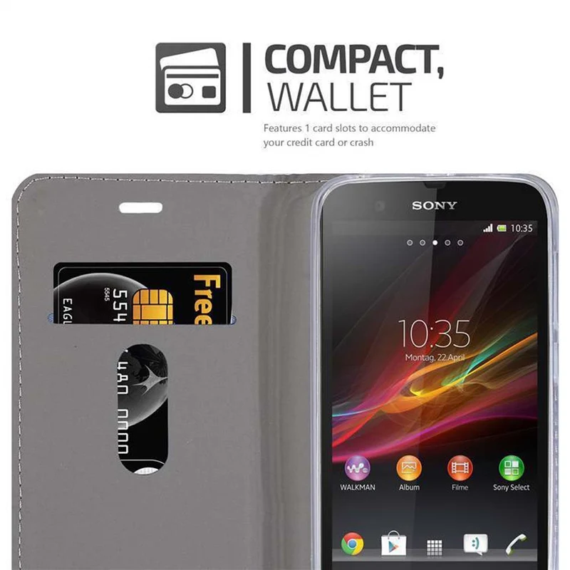 Cadorabo Hülle kompatibel mit Sony Xperia Z Schutzhülle mit Magnetverschluss, Standfunktion und Kartenfach