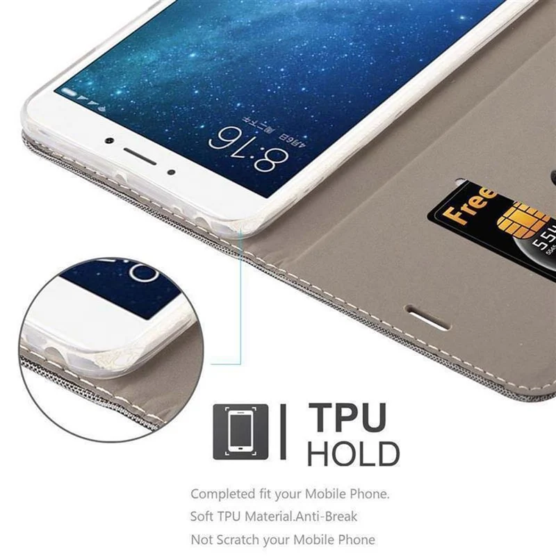 Cadorabo Hülle kompatibel mit Xiaomi Mi MAX 2 Schutzhülle mit Magnetverschluss, Standfunktion und Kartenfach