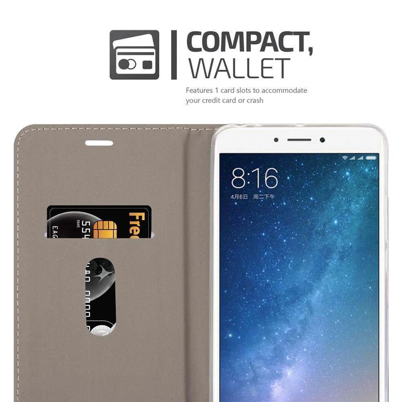 Cadorabo Hülle kompatibel mit Xiaomi Mi MAX 2 Schutzhülle mit Magnetverschluss, Standfunktion und Kartenfach