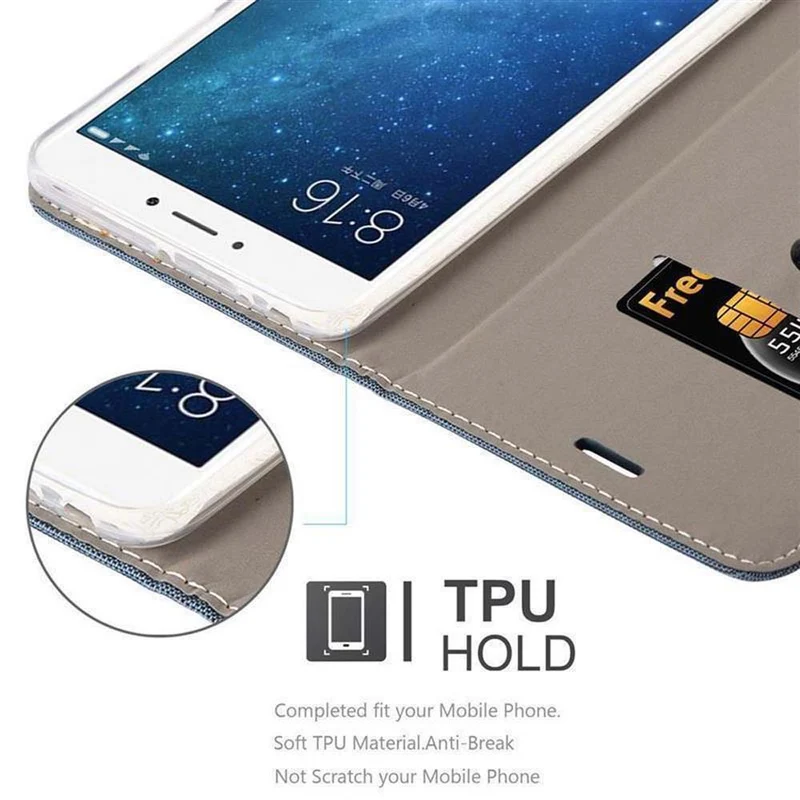 Cadorabo Hülle kompatibel mit Xiaomi Mi MAX 2 Schutzhülle mit Magnetverschluss, Standfunktion und Kartenfach