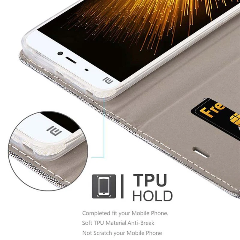 Cadorabo Hülle kompatibel mit Xiaomi Mi 5 Schutzhülle mit Magnetverschluss, Standfunktion und Kartenfach