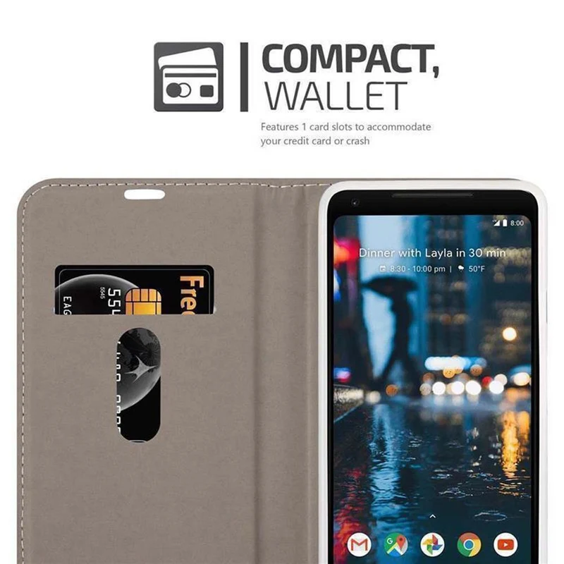Cadorabo Hülle kompatibel mit Google PIXEL 2 XL Schutzhülle mit Magnetverschluss, Standfunktion und Kartenfach