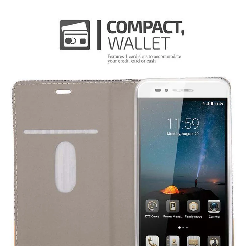 Cadorabo Hülle kompatibel mit ZTE Blade A612 Schutzhülle mit Magnetverschluss, Standfunktion und Kartenfach