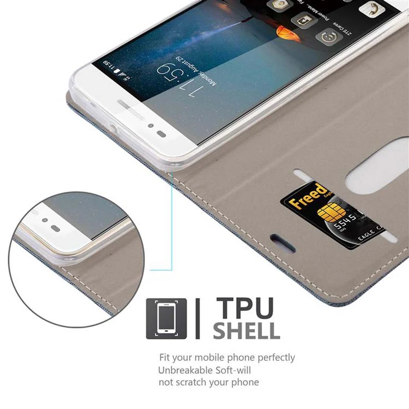 Cadorabo Hülle kompatibel mit ZTE Blade A612 Schutzhülle mit Magnetverschluss, Standfunktion und Kartenfach