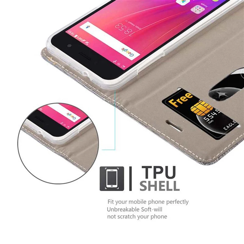 Cadorabo Hülle kompatibel mit ZTE Blade A520 Schutzhülle mit Magnetverschluss, Standfunktion und Kartenfach
