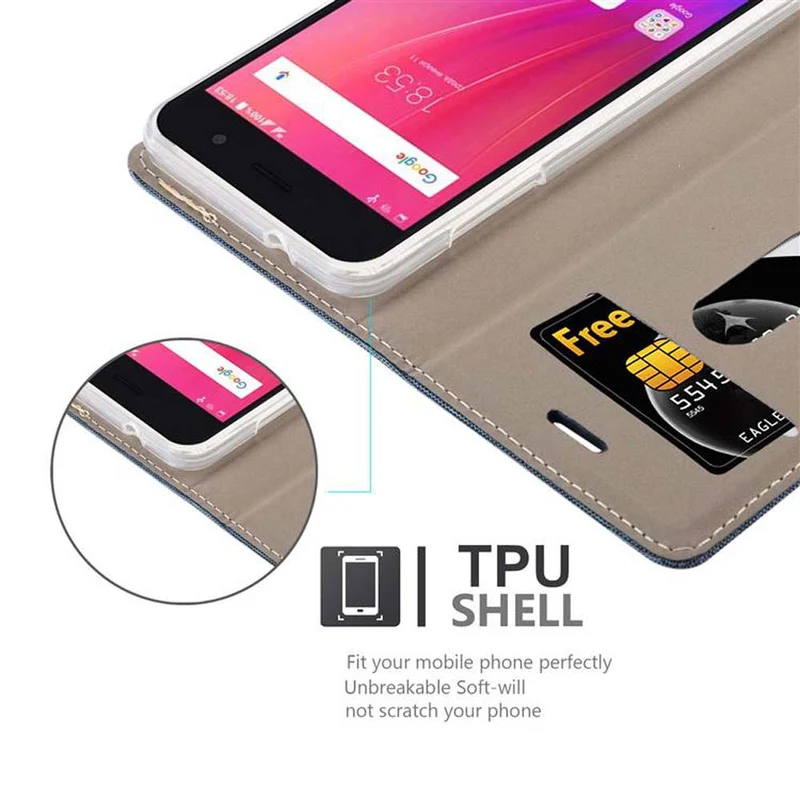Cadorabo Hülle kompatibel mit ZTE Blade A520 Schutzhülle mit Magnetverschluss, Standfunktion und Kartenfach