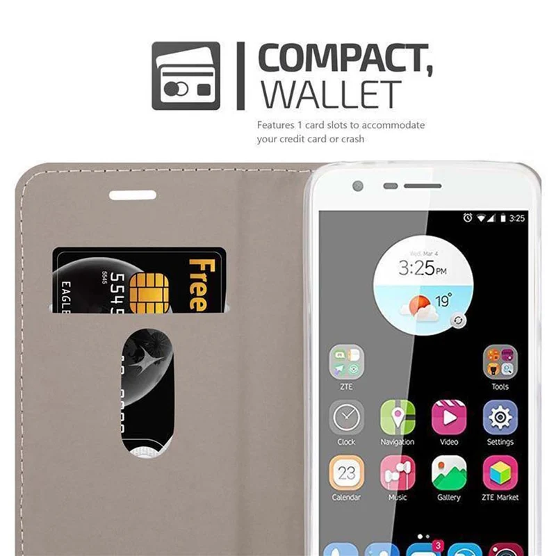Cadorabo Hülle kompatibel mit ZTE Blade V8 MINI Schutzhülle mit Magnetverschluss, Standfunktion und Kartenfach