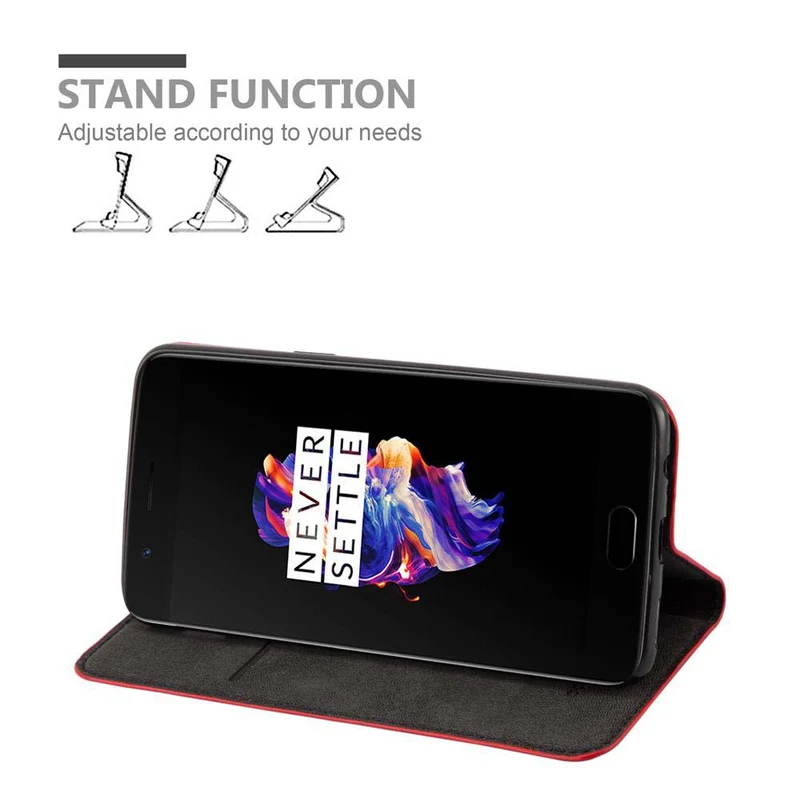 Cadorabo Hülle kompatibel mit OnePlus 5 Schutzhülle mit Magnetverschluss, Standfunktion und Kartenfach