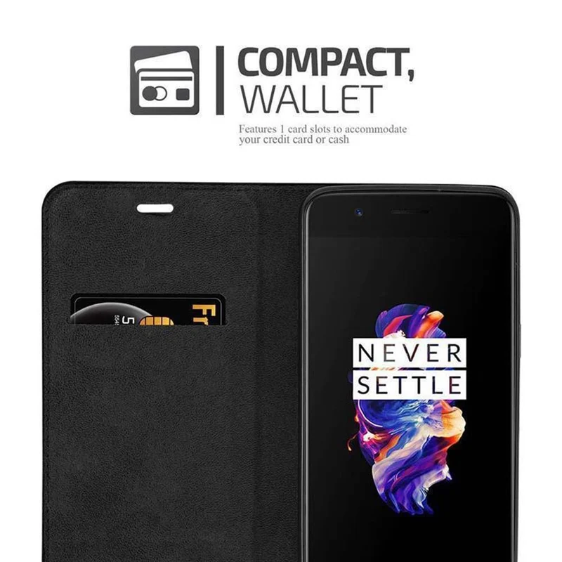 Cadorabo Hülle kompatibel mit OnePlus 5 Schutzhülle mit Magnetverschluss, Standfunktion und Kartenfach