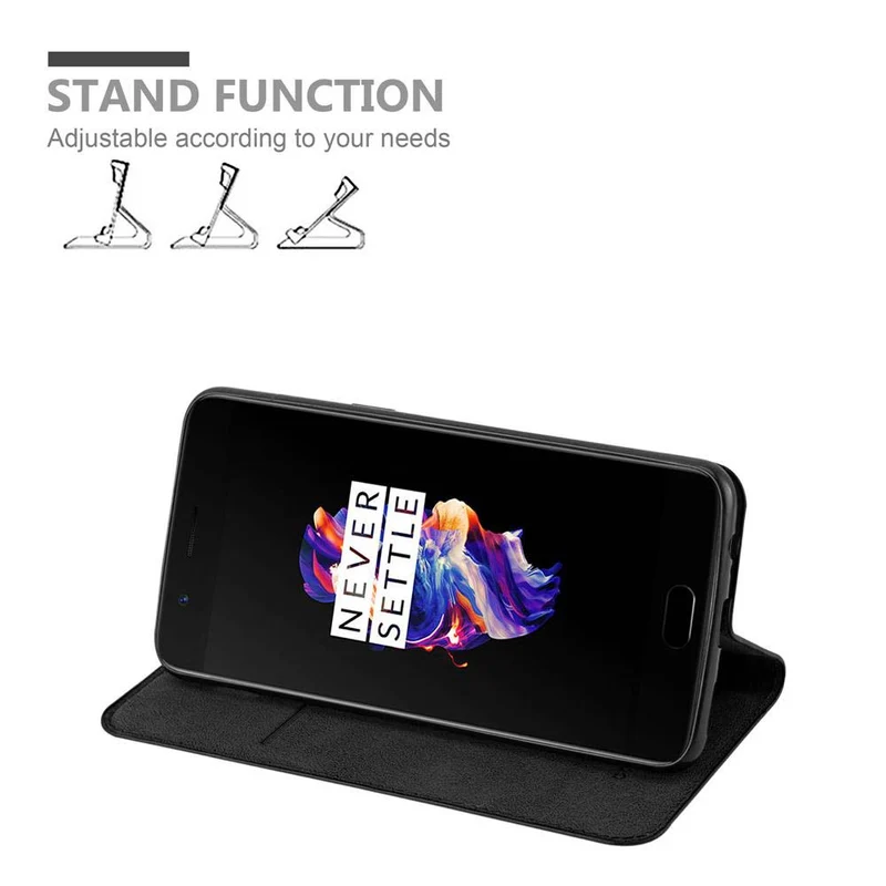 Cadorabo Hülle kompatibel mit OnePlus 5 Schutzhülle mit Magnetverschluss, Standfunktion und Kartenfach