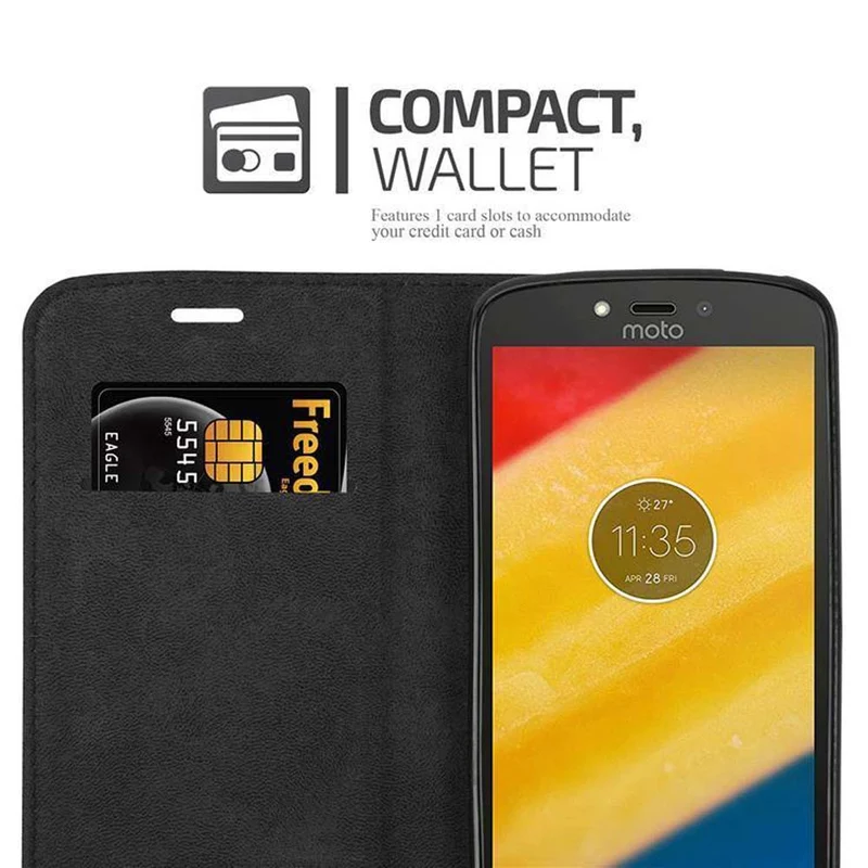 Cadorabo Hülle kompatibel mit Motorola MOTO C PLUS Schutzhülle mit Magnetverschluss, Standfunktion und Kartenfach