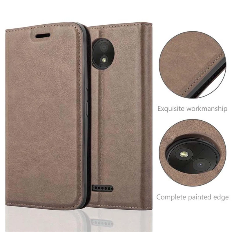 Cadorabo Hülle kompatibel mit Motorola MOTO C PLUS Schutzhülle mit Magnetverschluss, Standfunktion und Kartenfach