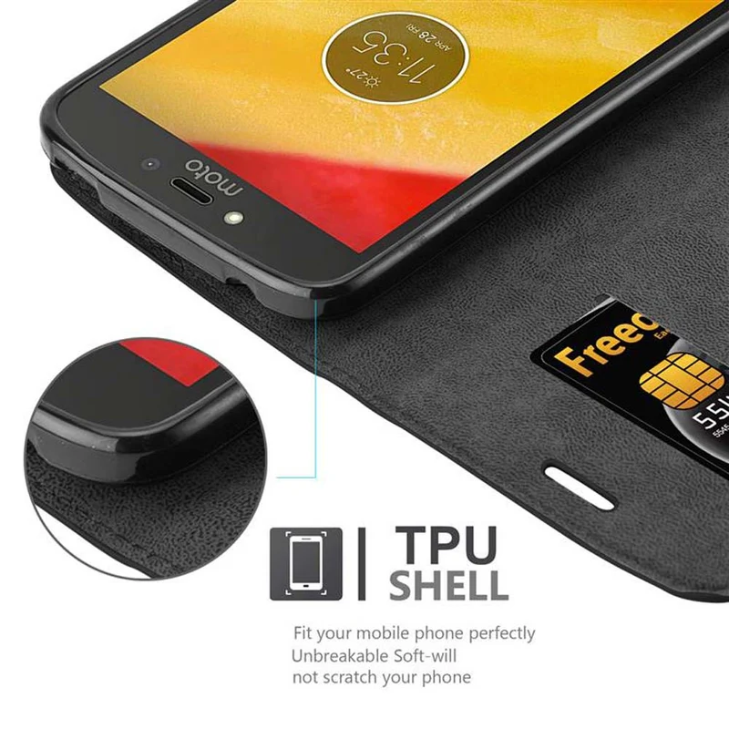 Cadorabo Hülle kompatibel mit Motorola MOTO C PLUS Schutzhülle mit Magnetverschluss, Standfunktion und Kartenfach