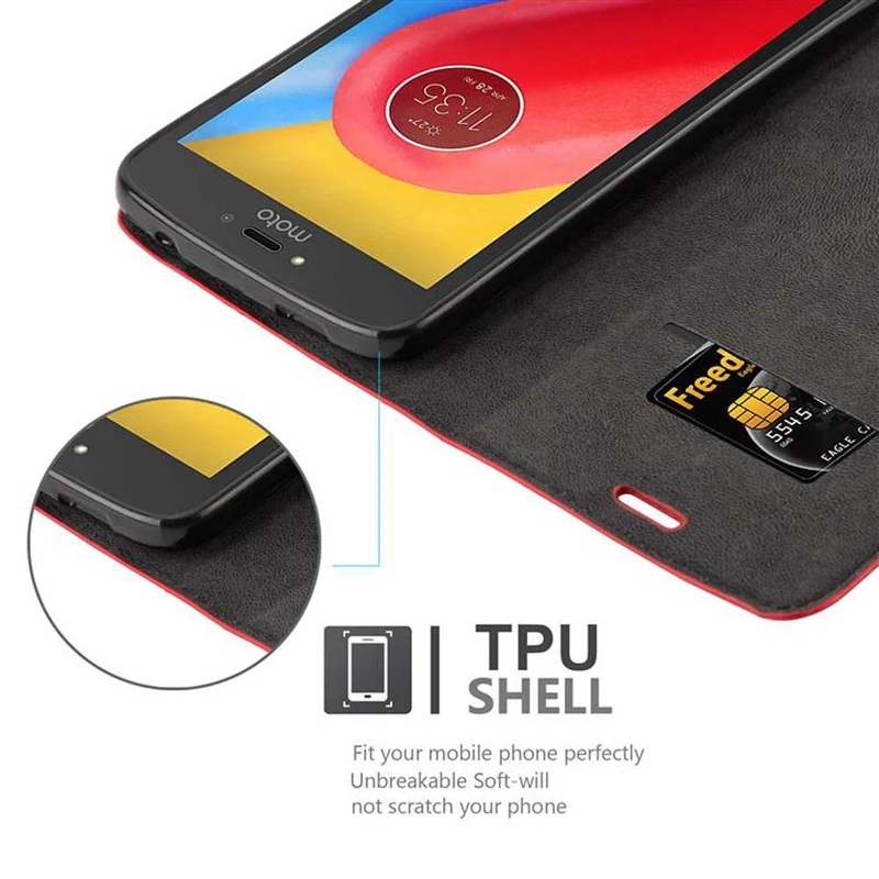 Cadorabo Hülle kompatibel mit Motorola MOTO C Schutzhülle mit Magnetverschluss, Standfunktion und Kartenfach