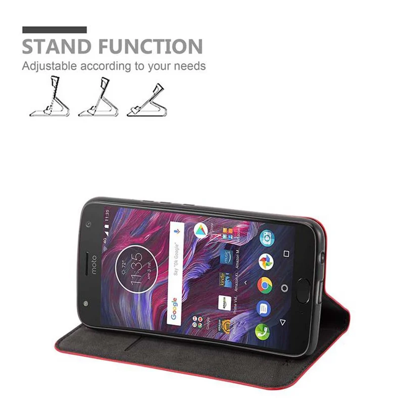 Cadorabo Hülle kompatibel mit Motorola MOTO X4 Schutzhülle mit Magnetverschluss, Standfunktion und Kartenfach