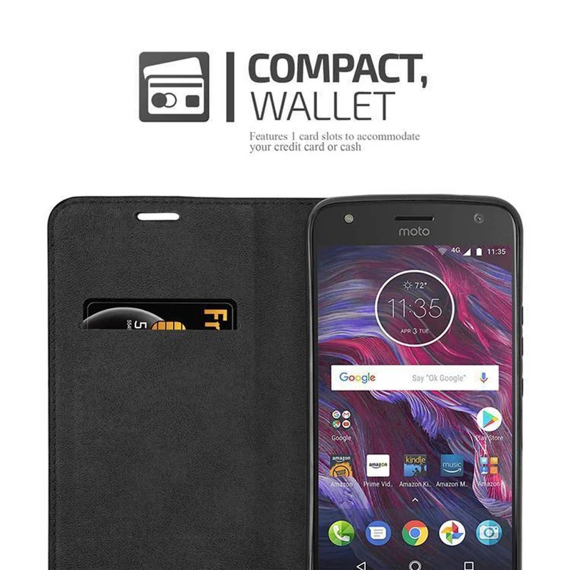 Cadorabo Hülle kompatibel mit Motorola MOTO X4 Schutzhülle mit Magnetverschluss, Standfunktion und Kartenfach