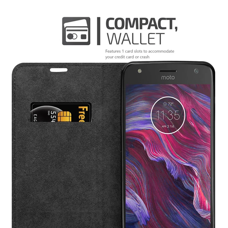 Cadorabo Hülle kompatibel mit Motorola MOTO X4 Schutzhülle mit Magnetverschluss, Standfunktion und Kartenfach