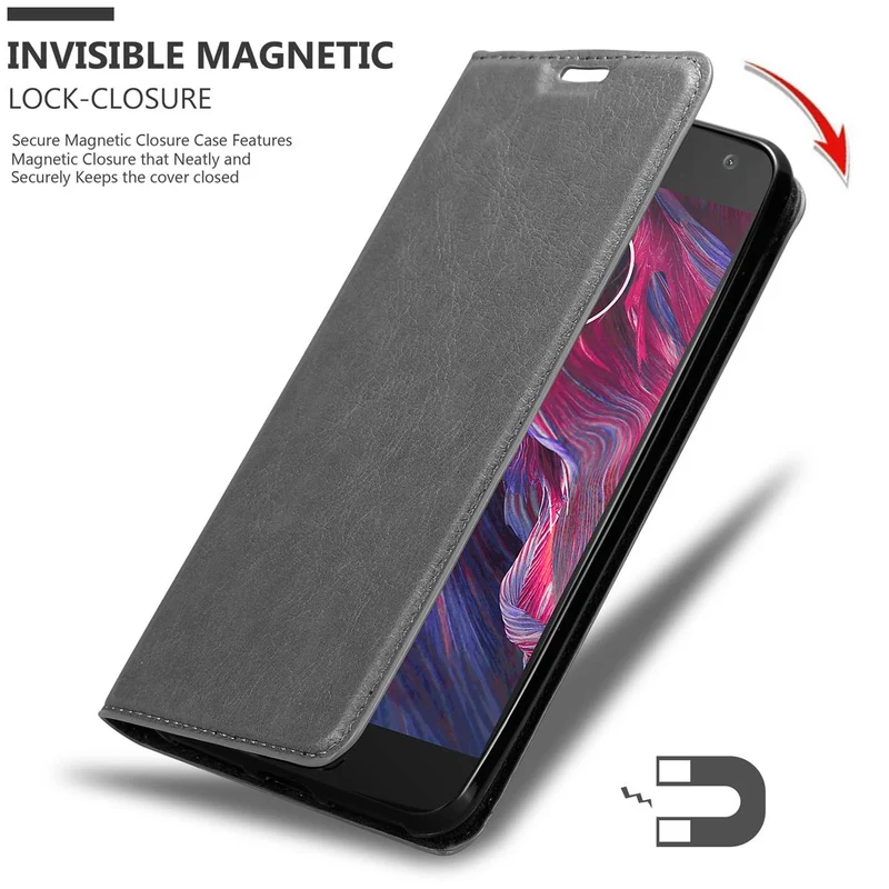 Cadorabo Hülle kompatibel mit Motorola MOTO X4 Schutzhülle mit Magnetverschluss, Standfunktion und Kartenfach
