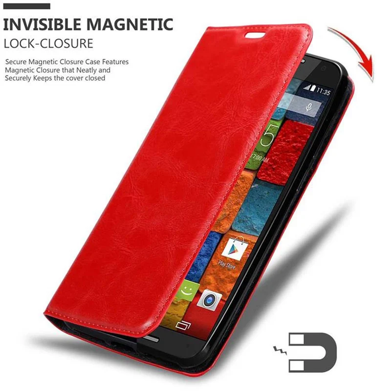 Cadorabo Hülle kompatibel mit Motorola MOTO X2 Schutzhülle mit Magnetverschluss, Standfunktion und Kartenfach