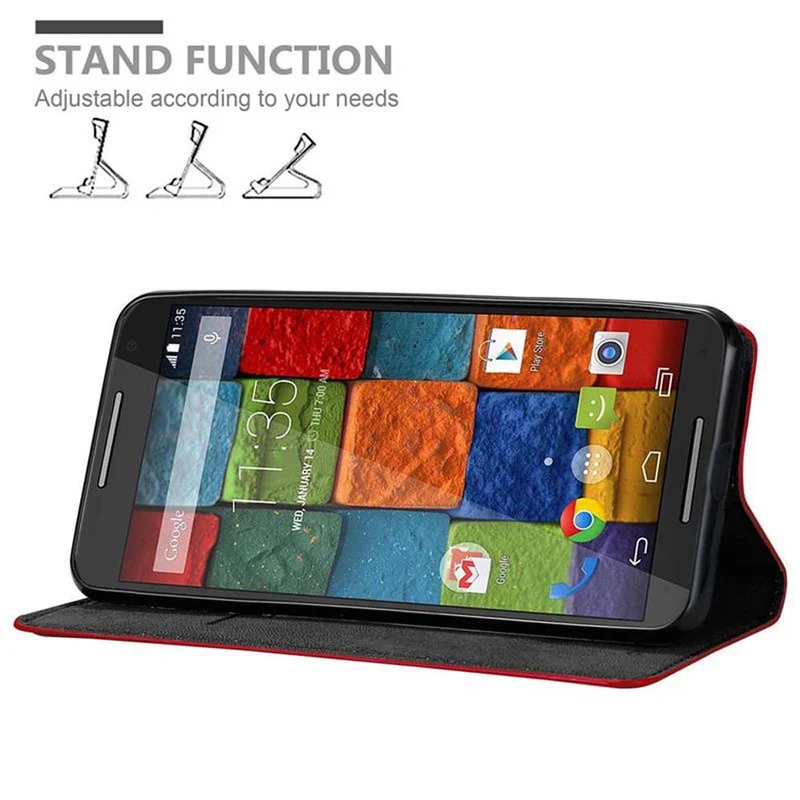 Cadorabo Hülle kompatibel mit Motorola MOTO X2 Schutzhülle mit Magnetverschluss, Standfunktion und Kartenfach
