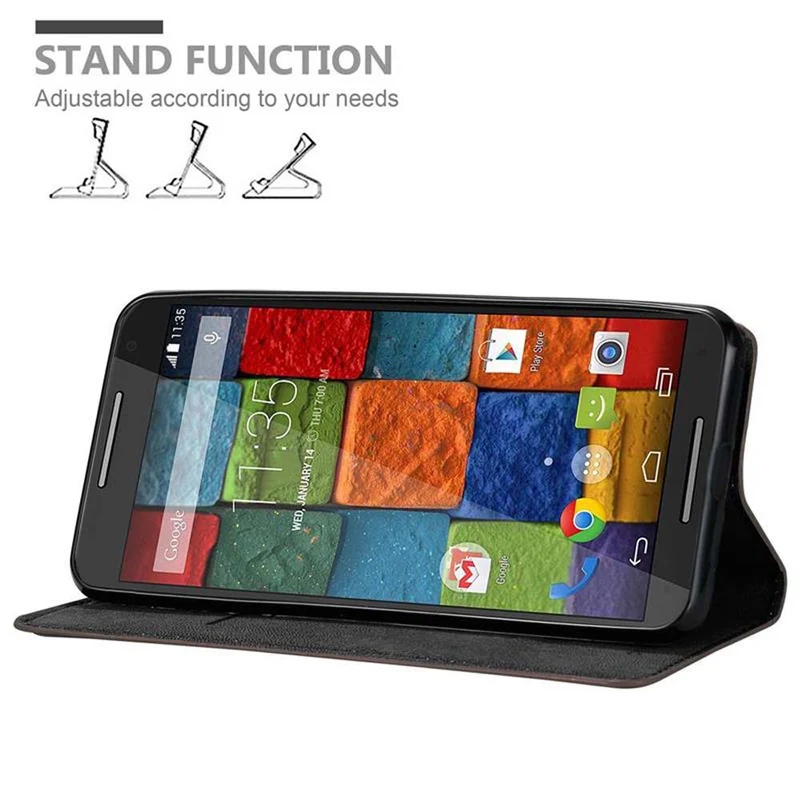 Cadorabo Hülle kompatibel mit Motorola MOTO X2 Schutzhülle mit Magnetverschluss, Standfunktion und Kartenfach