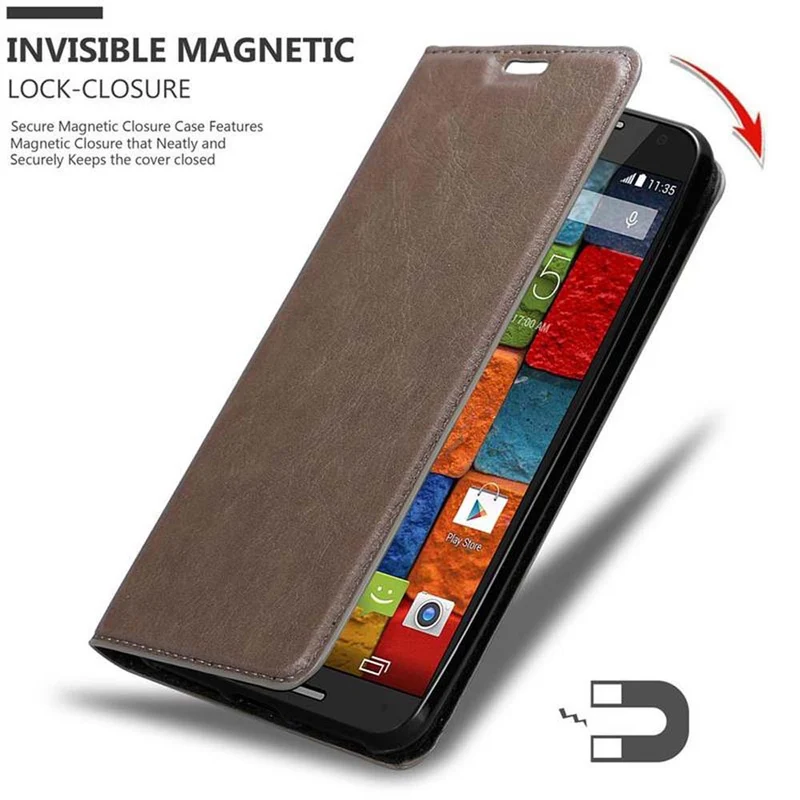 Cadorabo Hülle kompatibel mit Motorola MOTO X2 Schutzhülle mit Magnetverschluss, Standfunktion und Kartenfach
