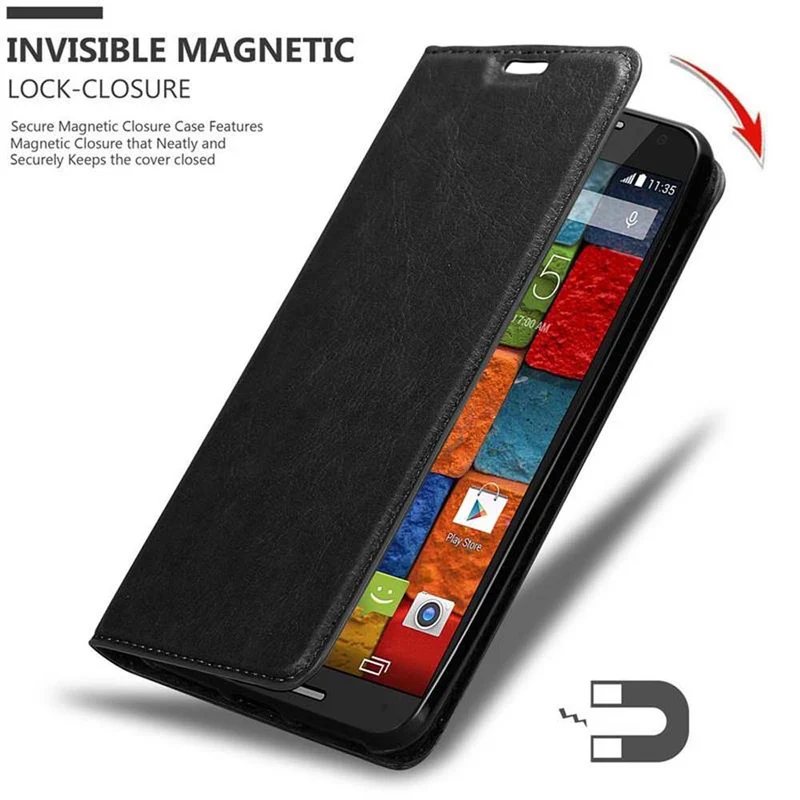 Cadorabo Hülle kompatibel mit Motorola MOTO X2 Schutzhülle mit Magnetverschluss, Standfunktion und Kartenfach